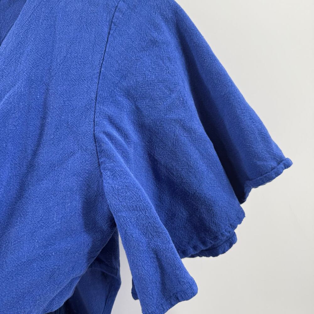 Lulus Dress Womens Medium Perfect Day for Love Linen Blend Cutout Tie-Front Mini - Picture 14 of 16